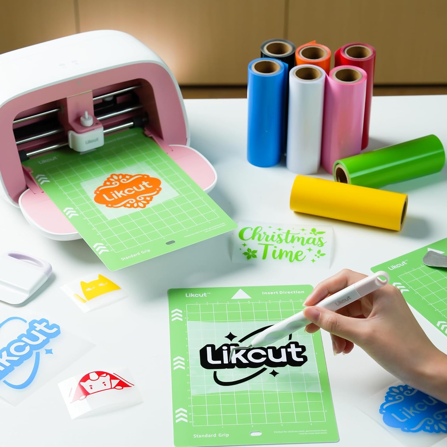 Likcut Glee S501 Kit Vinyl Cutter Portable Smart Cutting Tool for Crafter Set Contains Vinyl Roll + Long Pad & Short Pad + Weeding Tool + Watercolor Pen - Likcut