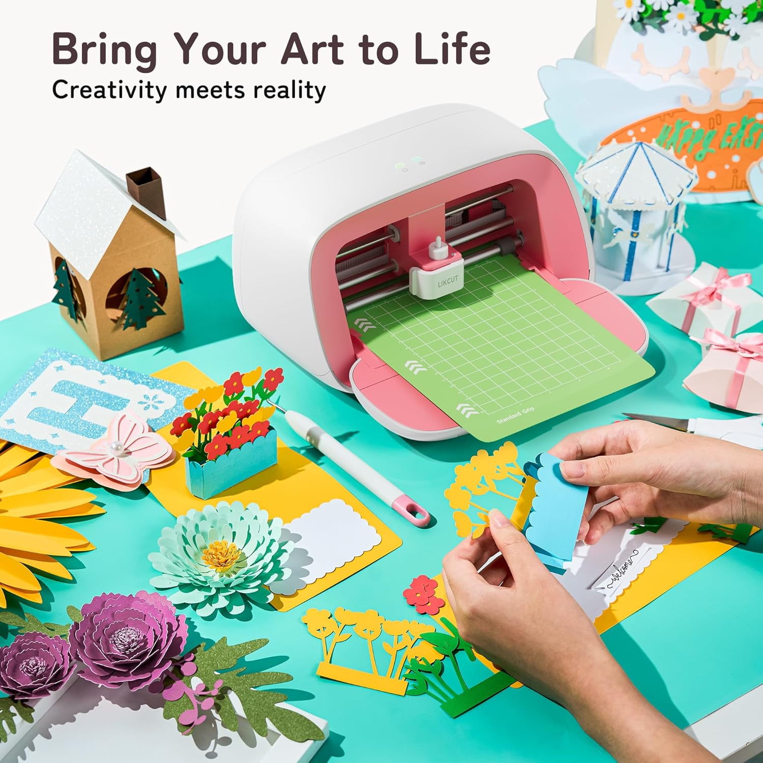 Vinyl Cutter Machine Creator Bundle with Carrying Case & Accessories, User-Friendly Sticker Maker Set, Portable Vinyl Printer for Sticker Joy Craft & Home Decor, School Project - Likcut