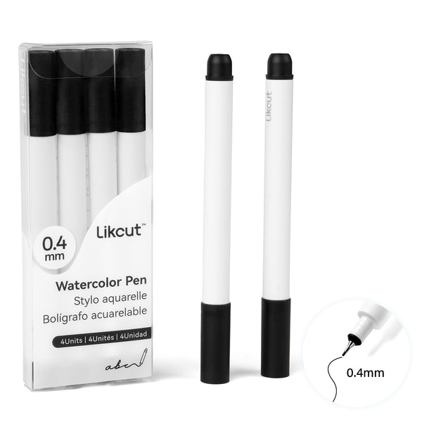 Fine Point Pens 0.4mm, Black Watercolor Ink Pens, Pens for Writing, Drawing, Coloring, Stickers Labeling - Likcut