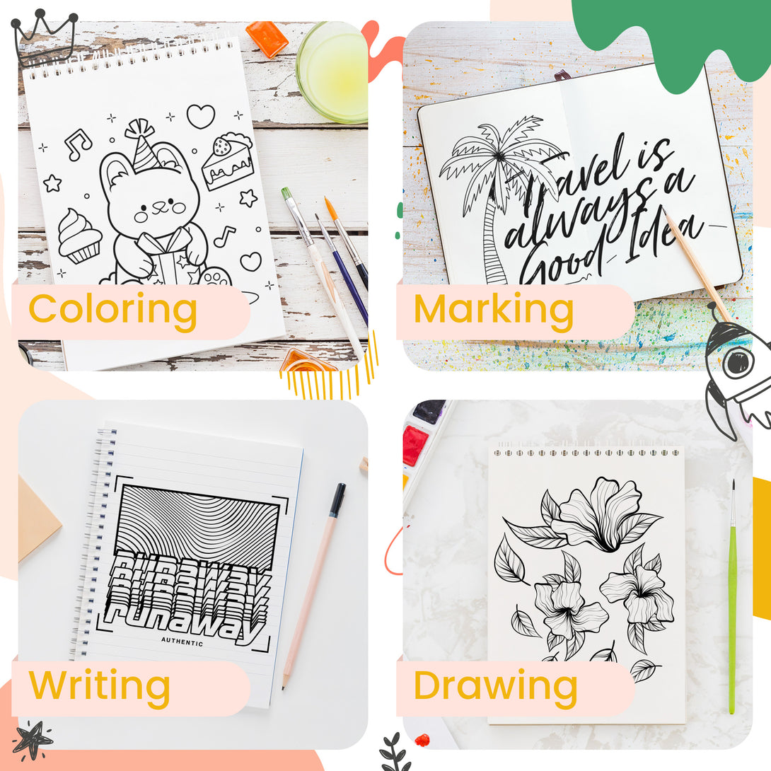 Fine Point Pens 0.4mm, Black Watercolor Ink Pens, Pens for Writing, Drawing, Coloring, Stickers Labeling - Likcut
