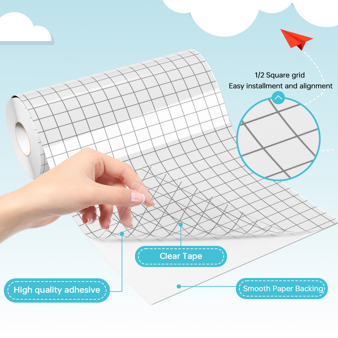 Paper Tack Clear Vinyl Transfer Paper Tape Roll - Medium Tack Gray Grid for Craft ...